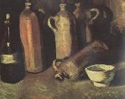 Vincent Van Gogh Still Life with Four Stone Bottles,Flask and White Cup (nn04) Sweden oil painting reproduction